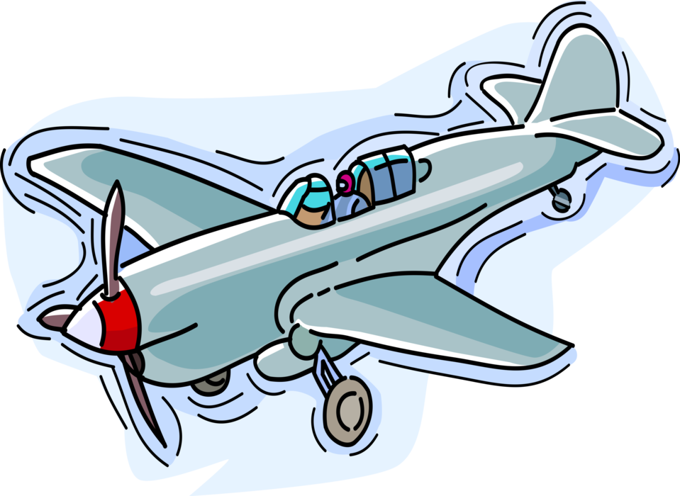 Vector Illustration of Airplane Single Engine Propeller Aircraft Plane