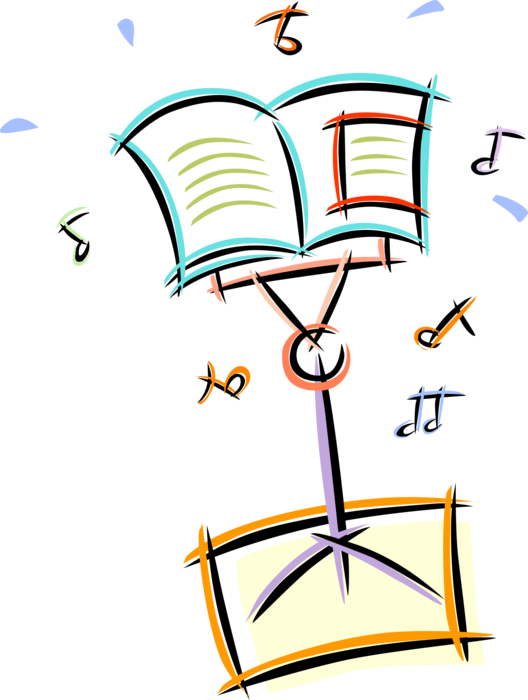 Vector Illustration of Musician's Music Stand Holds Sheet Music
