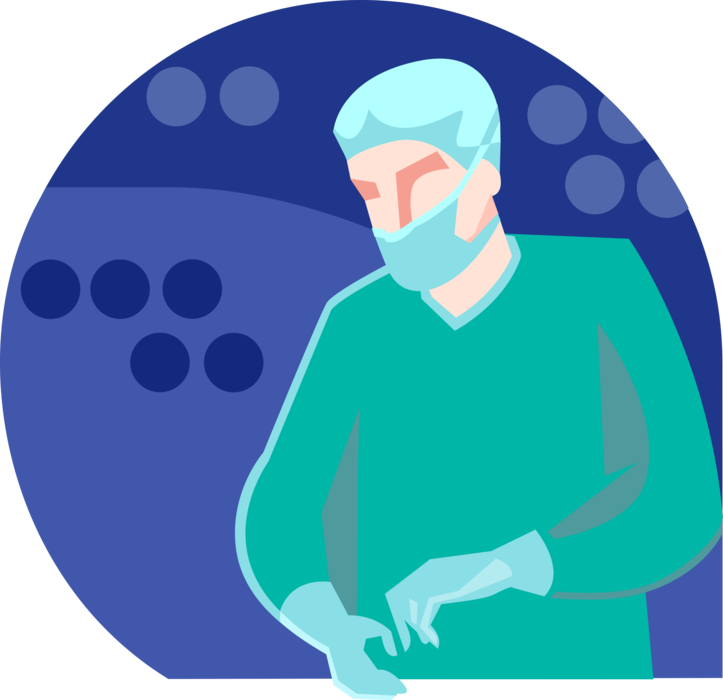 Vector Illustration of Health Care Professional Doctor Physician Preparing for Surgery