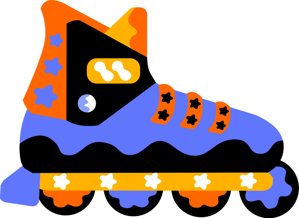 Vector Illustration of Rollerblade Inline Rollerblading Skates