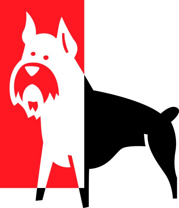 Vector Illustration of Schnauzer Family Pet Dog
