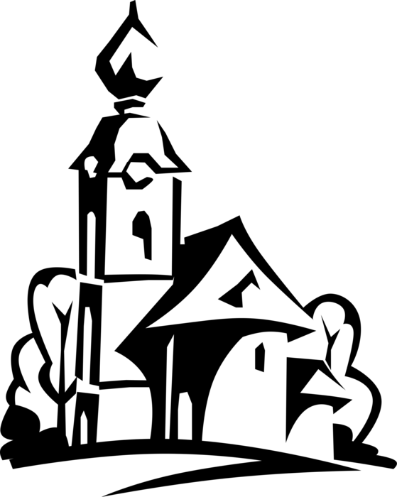 Vector Illustration of Christian Religion Church of St. Nicholas, Innerbraz, Klostertal, Vorarlberg, Austria