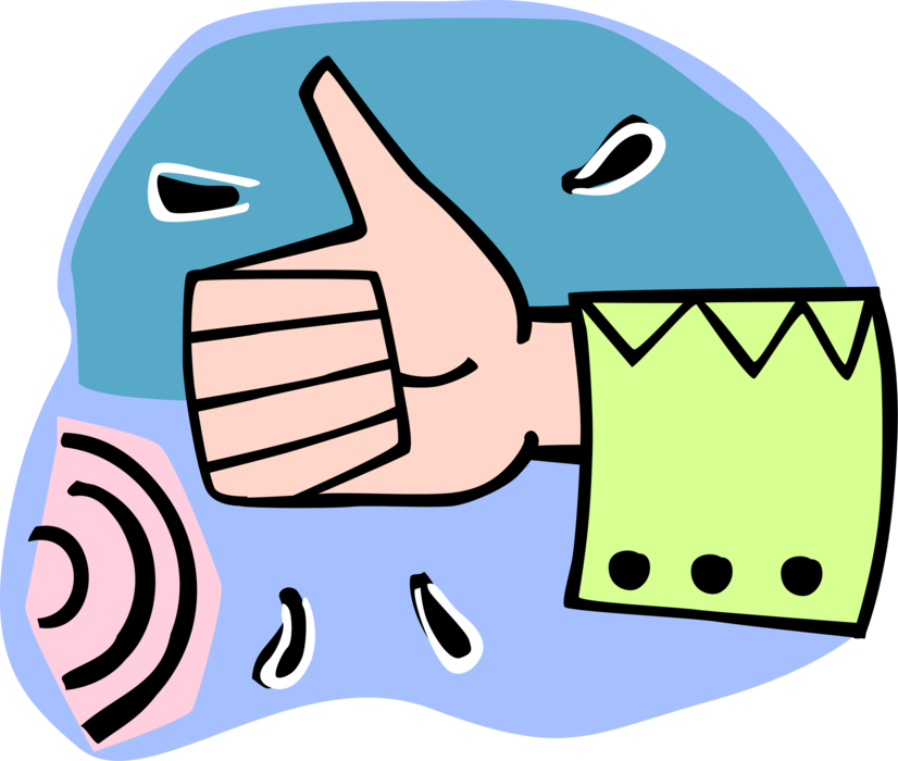 Vector Illustration of Thumbs-Up Common Nonverbal Communication Hand Gesture for Approval