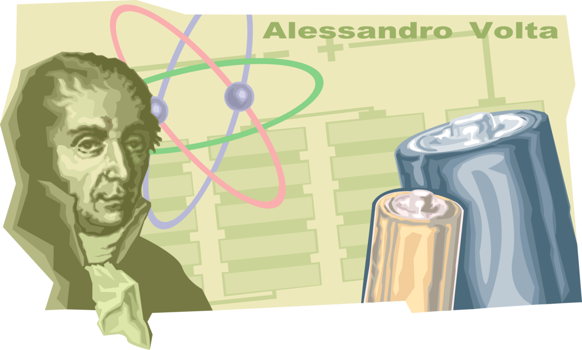 Vector Illustration of Alessandro Volta, Pioneer of Electricity and Power Italian Physicist, Chemist