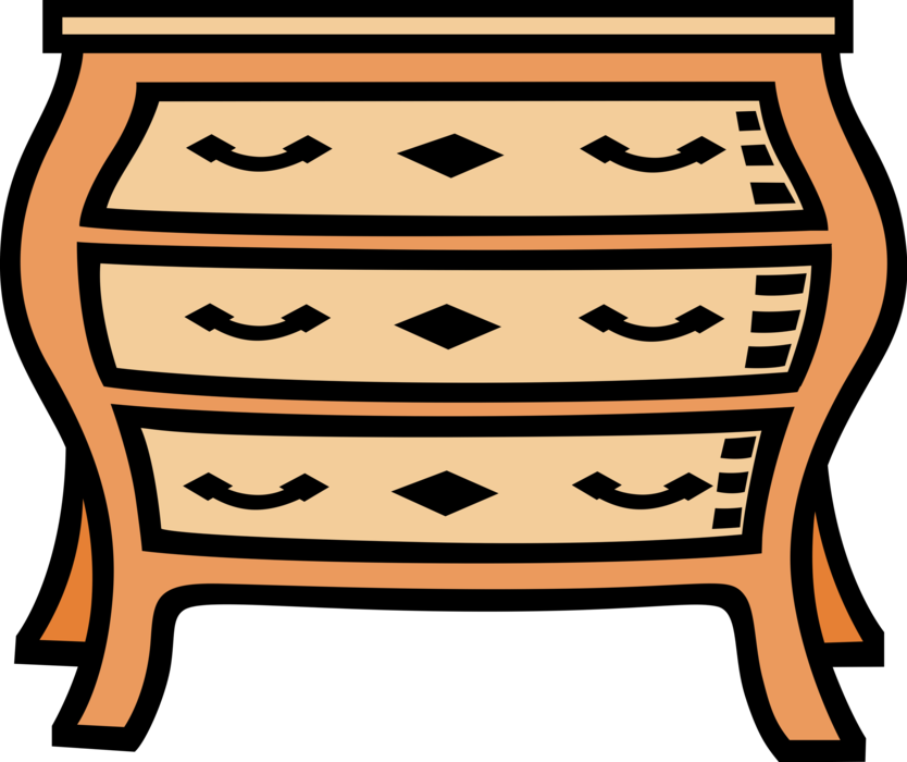 Vector Illustration of Dresser Chest of Drawers Furniture