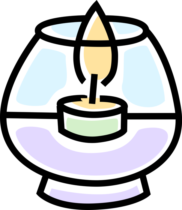 Vector Illustration of Candle Ignitable Wick Embedded in Wax with Burning Flame