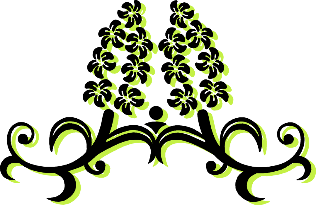 Vector Illustration of Botanical Horticulture Plant Floral Lilac Flower Blossoms and Stem