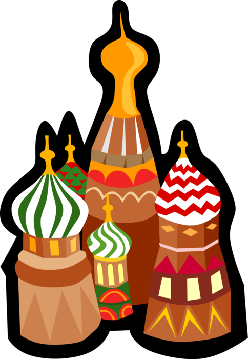 Vector Illustration of St Basil's Orthodox Christian Cathedral, Red Square, Moscow, Russia