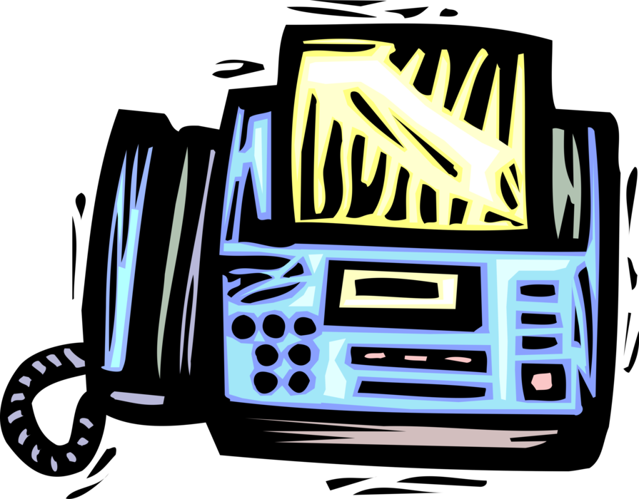 Vector Illustration of Fax Facsimile Telephonic Transmission Device