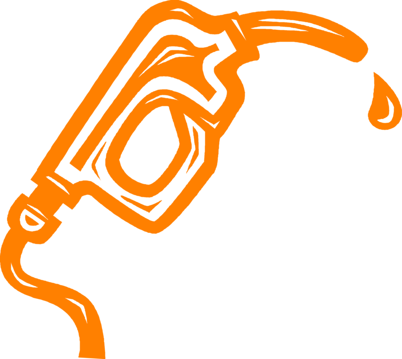 Vector Illustration of Gasoline Petroleum Fossil Fuel Service Station Gas Pump and Hose