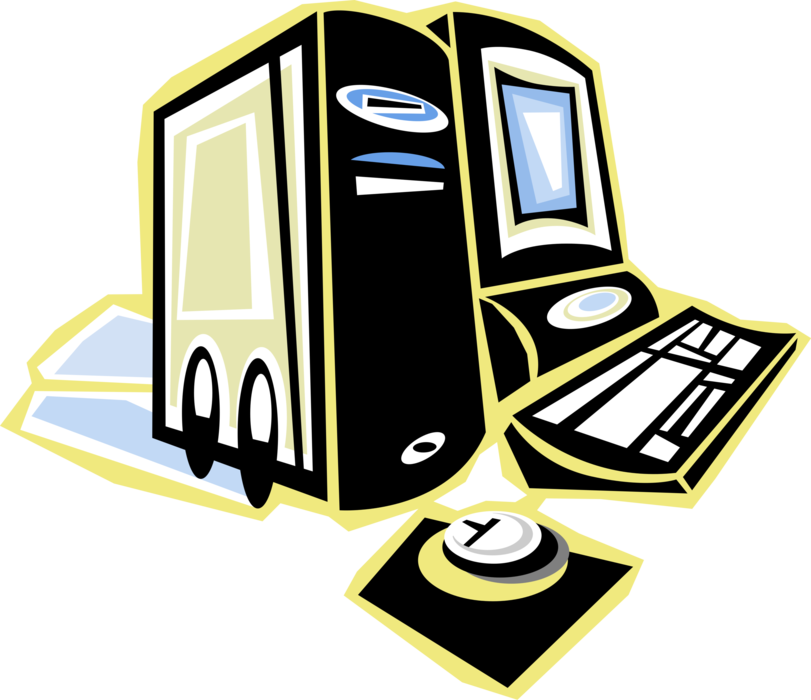 Vector Illustration of Home and Office Desktop Personal Computer System