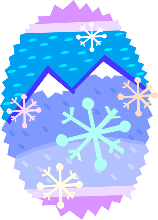 Vector Illustration of Mountains with Snow Ice Crystals