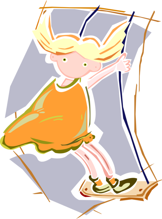 Vector Illustration of Child Swinging on Playground Swing