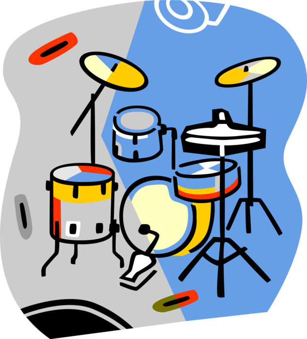 Vector Illustration of Drum Set or Drum Kit Percussion Instrument