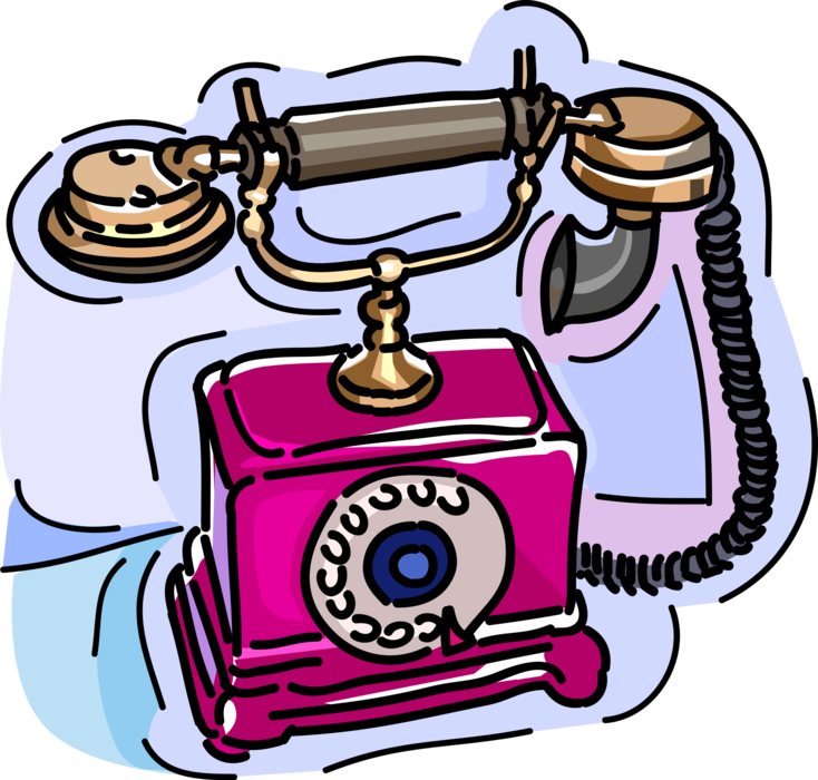 Vector Illustration of Antique Telecommunications Device Telephone or Phone Enables Direct Conversation