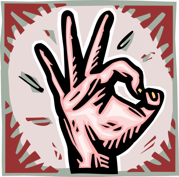 Vector Illustration of Nonverbal Communication Hand Gestures OK Sign