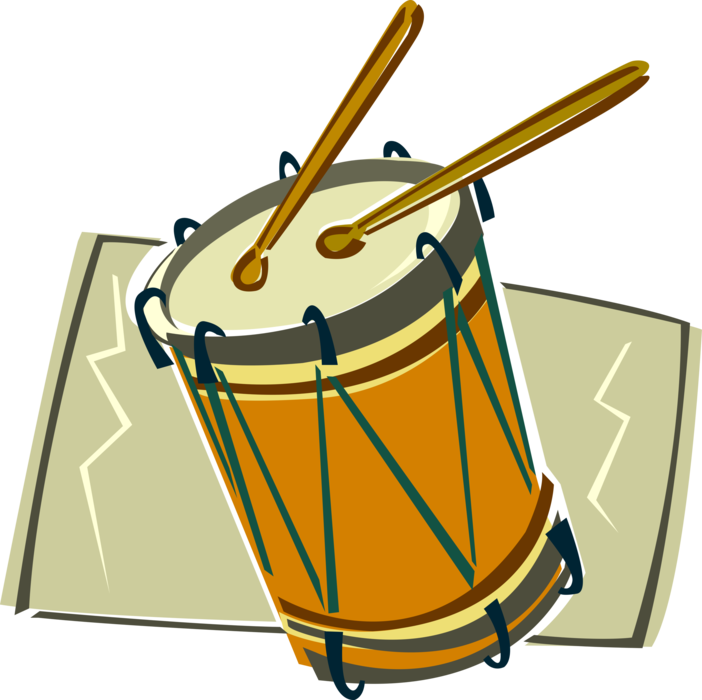 Vector Illustration of Drum Kit Percussion Instrument Military Marching Band Drum