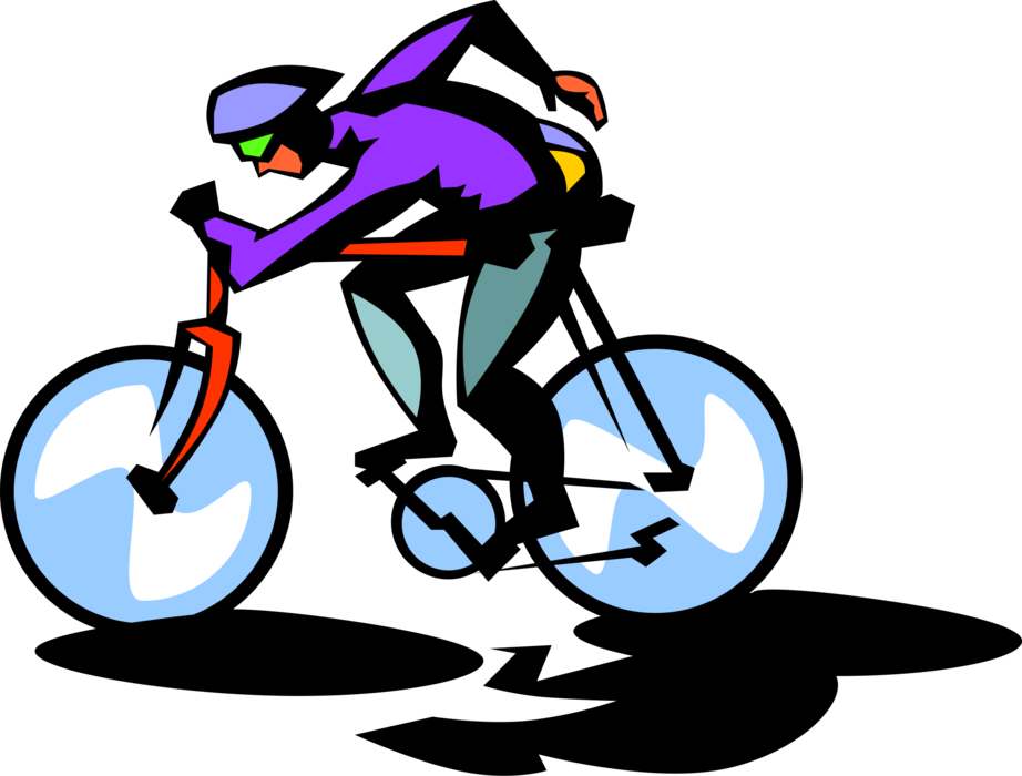 Vector Illustration of Cyclist Bike Rider Riding Bicycle in Race