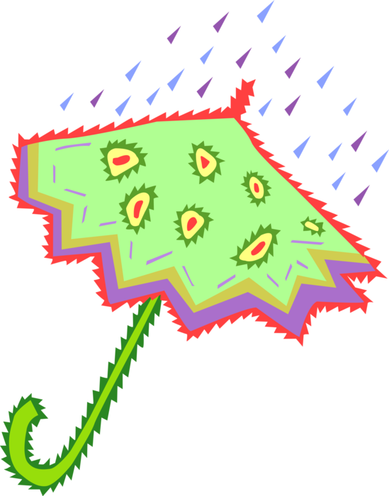 Vector Illustration of Umbrella or Parasol Provides Protection from Inclement Weather Rain or Bright Sunlight