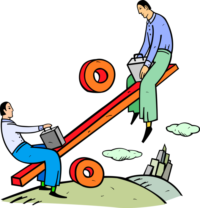 Vector Illustration of Teeter Totter Made of Percentage Sign