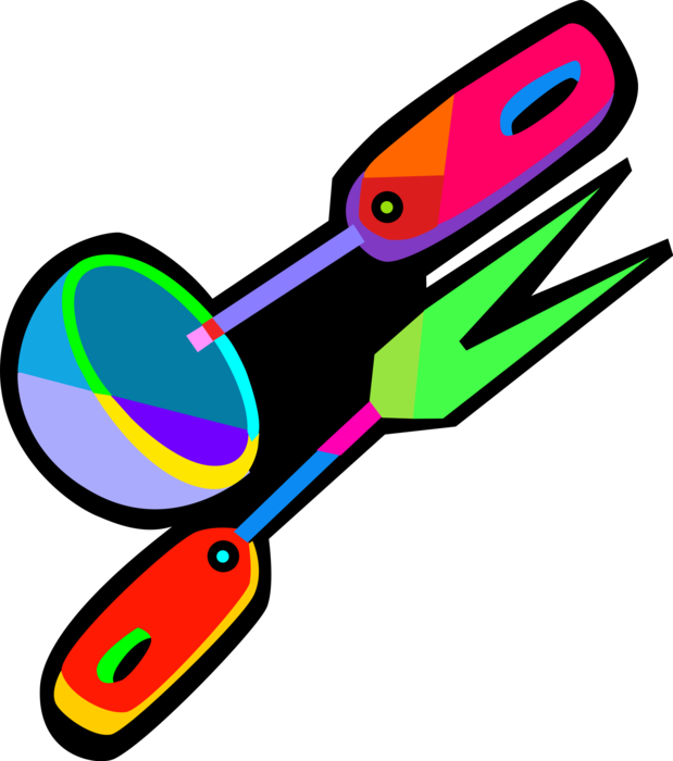 Vector Illustration of Kitchen Kitchenware Utensil Fork and Soup Ladle Spoon
