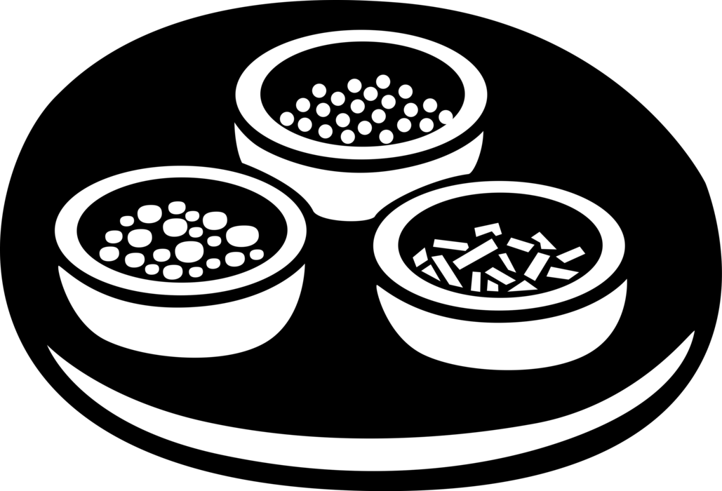 Vector Illustration of Japanese Cuisine Food in Bowls