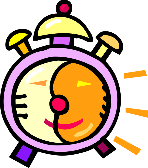 Vector Illustration of Alarm Clock Ringing Its Morning Wake-Up Call