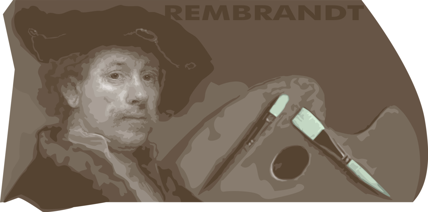 Vector Illustration of Rembrandt Harmenszoon Van Rijn, Dutch Artist Draughtsman, Painter, and Printmaker