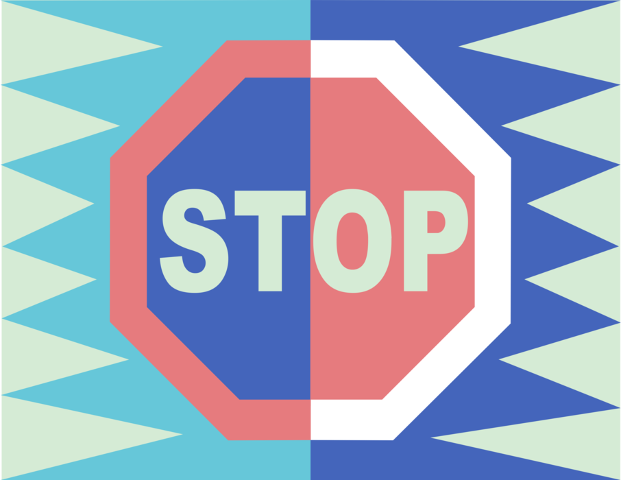 Vector Illustration of Traffic Stop Sign Notifies Motorist Drivers They Must Stop Before Proceeding