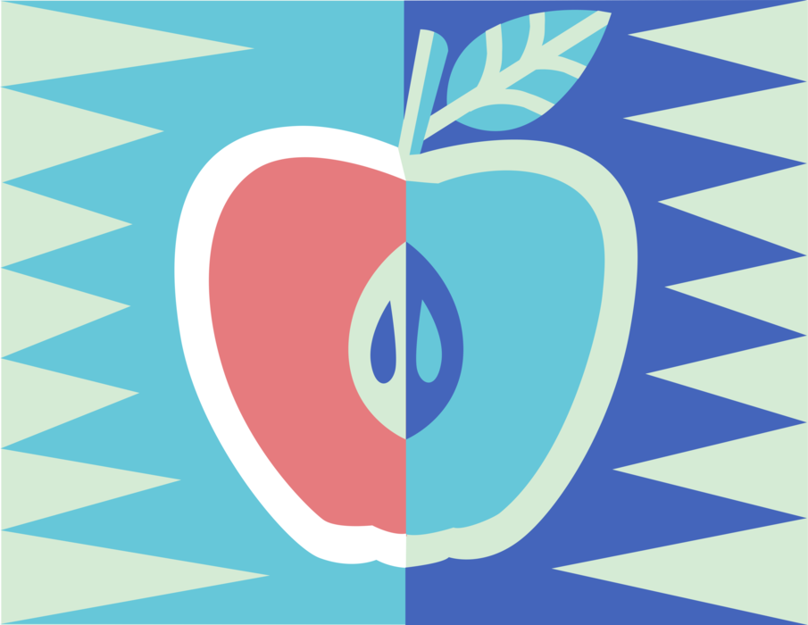 Vector Illustration of Pomaceous Food Fruit Sliced Apple