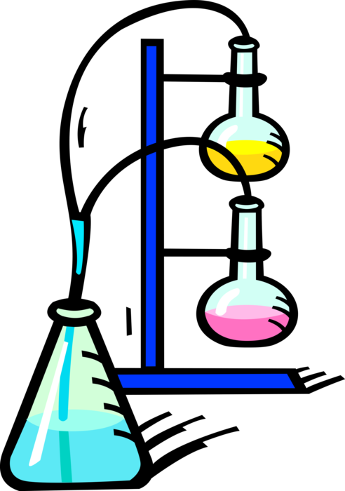 Vector Illustration of Science Laboratory Glassware Beaker and Test Tubes used in Scientific Experiments