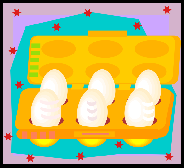 Vector Illustration of Domestic Hen Eggs in Container