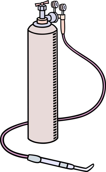 Vector Illustration of Welding Blow Torch or Blowtorch Fuel Burning Tool Applies Flame and Heat