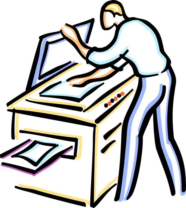 Vector Illustration of Office Photocopier Photocopy Machine Duplicates Documents