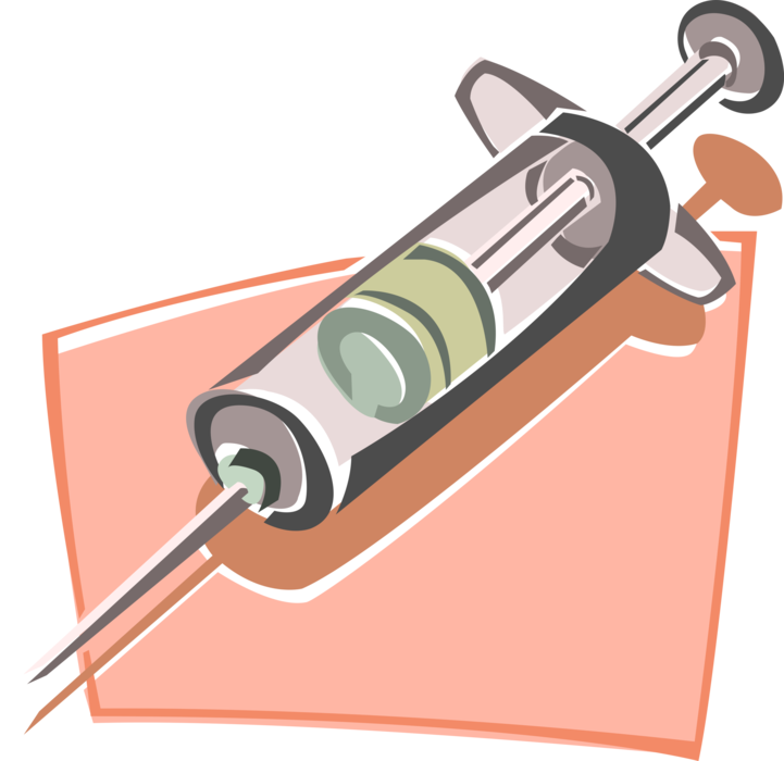 Vector Illustration of Medical Vaccination Hypodermic Syringe Needle for Inoculation Injection