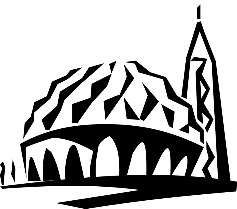 Vector Illustration of Masjid Al-Nilin Two Niles Mosque on Nile River, Omdurman, Sudan