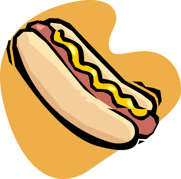 Vector Illustration of Cooked Hot Dog or Hotdog Frankfurter Sausage Street Food on Bun