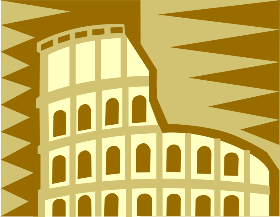 Vector Illustration of Roman Forum Colosseum or Coliseum Flavian Amphitheatre in Rome, Italy