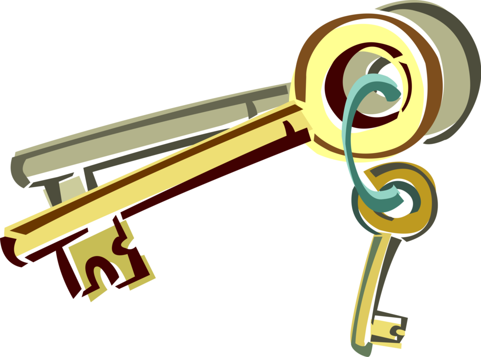 Vector Illustration of Security Keys on Keychain