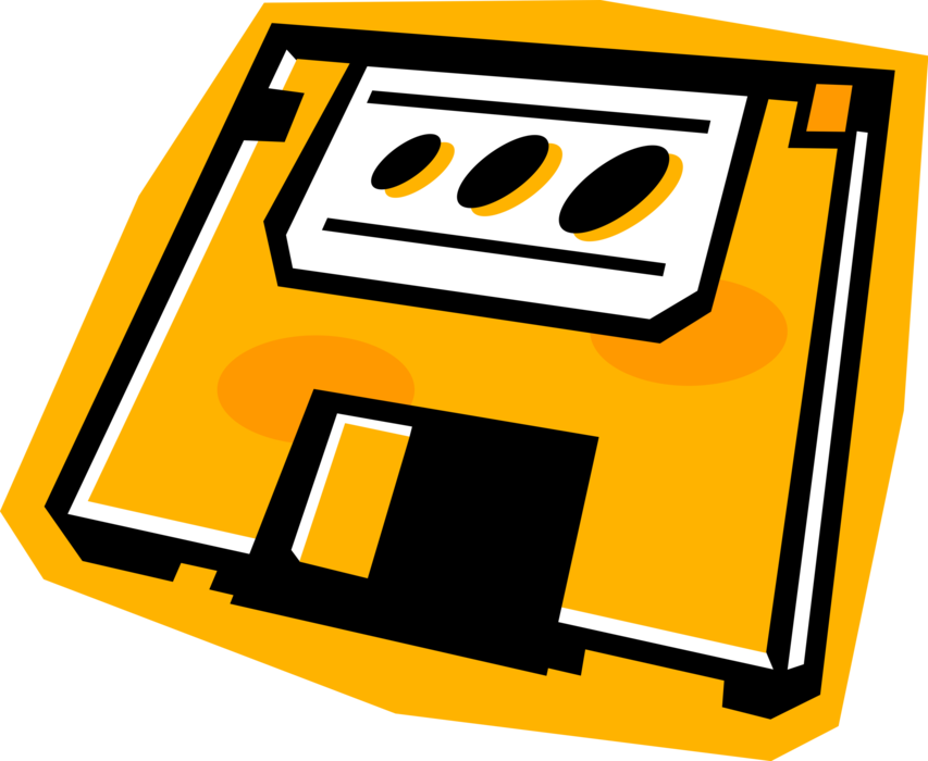 Vector Illustration of 3.5" Diskette Disk Digital Data Storage Media