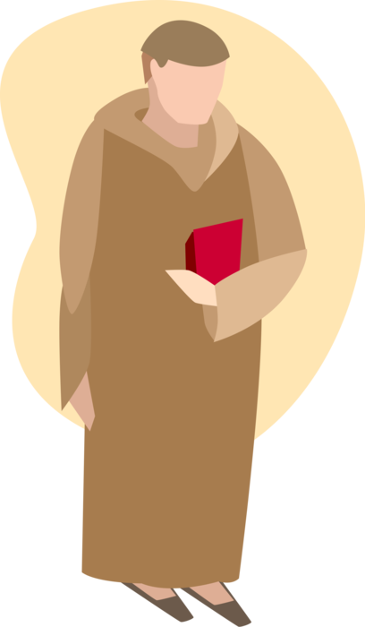 Vector Illustration of Religious Deacon Monk with Bible Practices Religious Asceticism