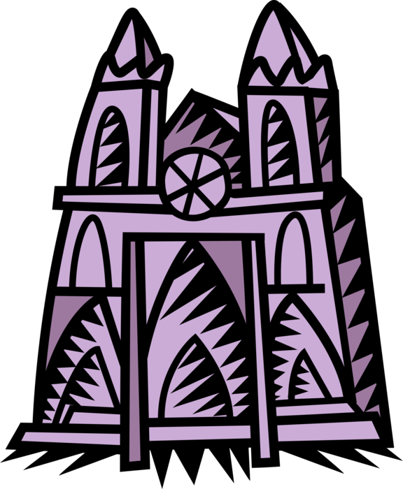 Vector Illustration of Christian Church Cathedral House of Worship Building Architecture