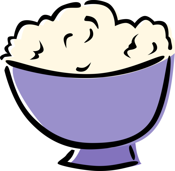 Vector Illustration of Mashed Potatoes in Bowl
