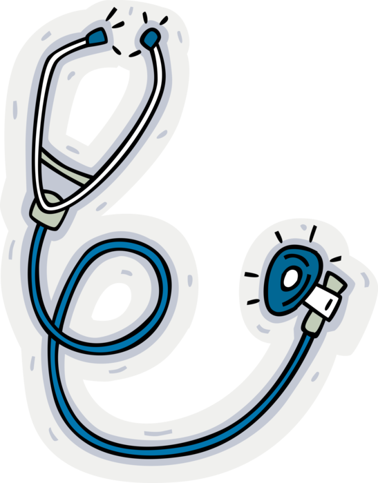 Vector Illustration of Stethoscope Acoustic Medical Device for Listening to Internal Sounds of Body