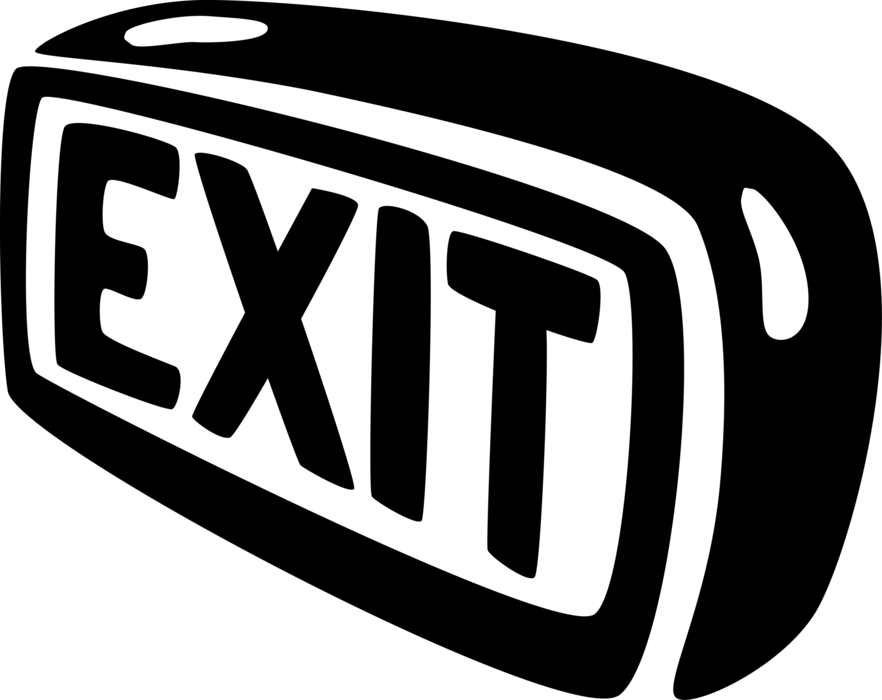 Vector Illustration of Building Illuminated Exit Sign