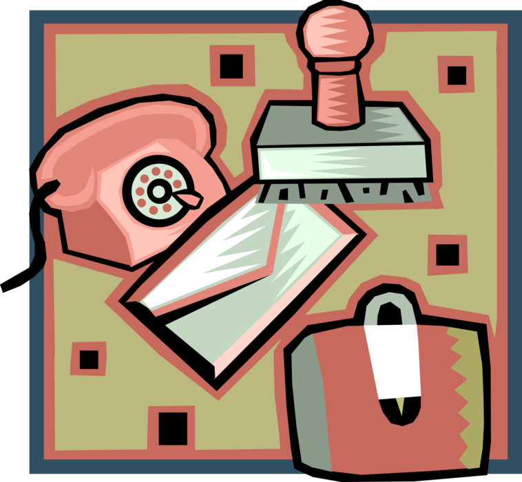 Vector Illustration of Business Correspondence with Telephone, Mail and Face-to-Face Briefcase