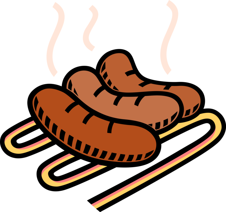 Vector Illustration of Grilled Hot Dog or Hotdog Frankfurter Sausage Street Food
