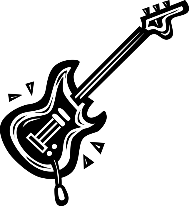 Vector Illustration of Electric Guitar Stringed Musical Instrument