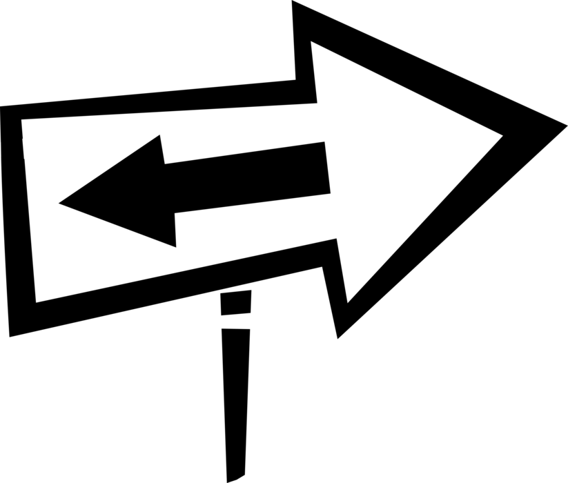 Vector Illustration of Directional Arrow Road Sign Arrows Point in Opposite Directions