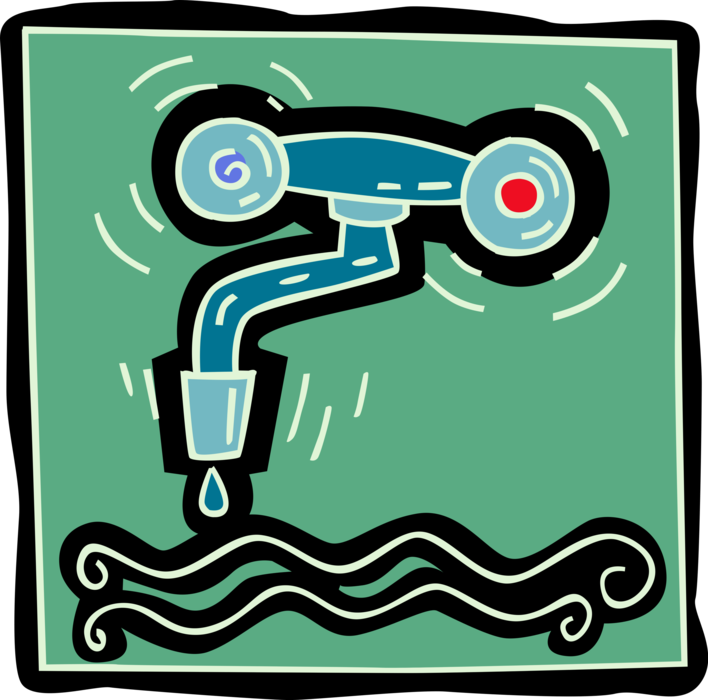 Vector Illustration of Sink Water Tap and Faucet Spigot